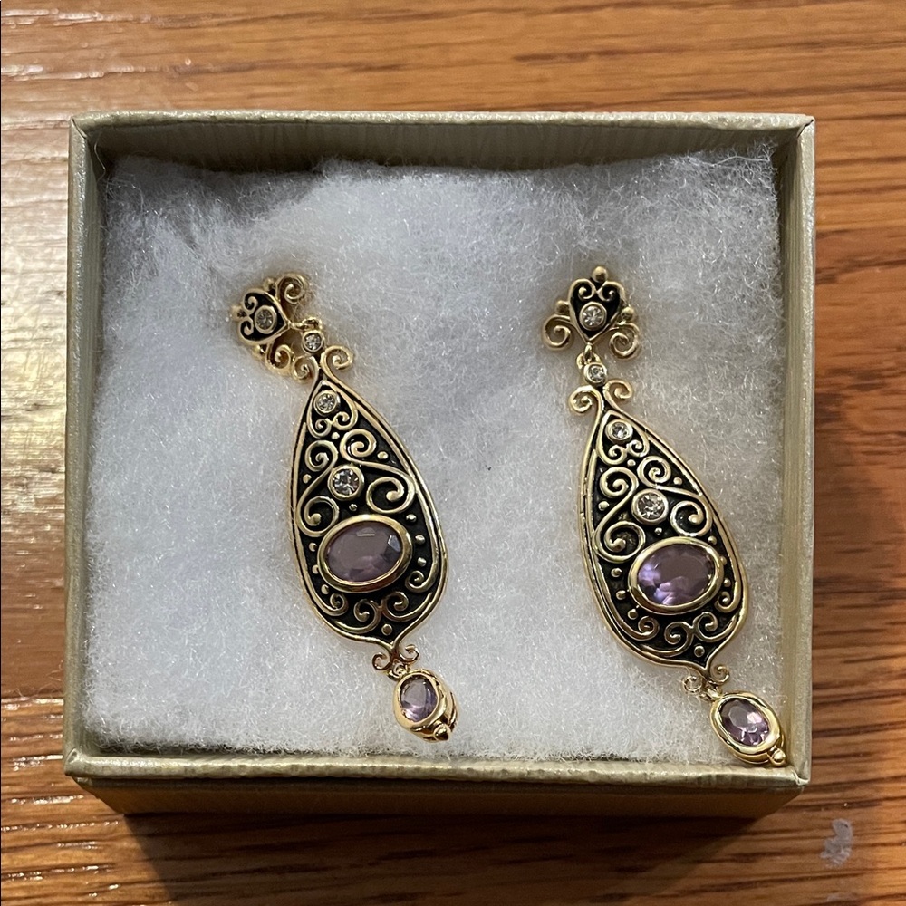 Titan Gold and Purple Swirl Earrings